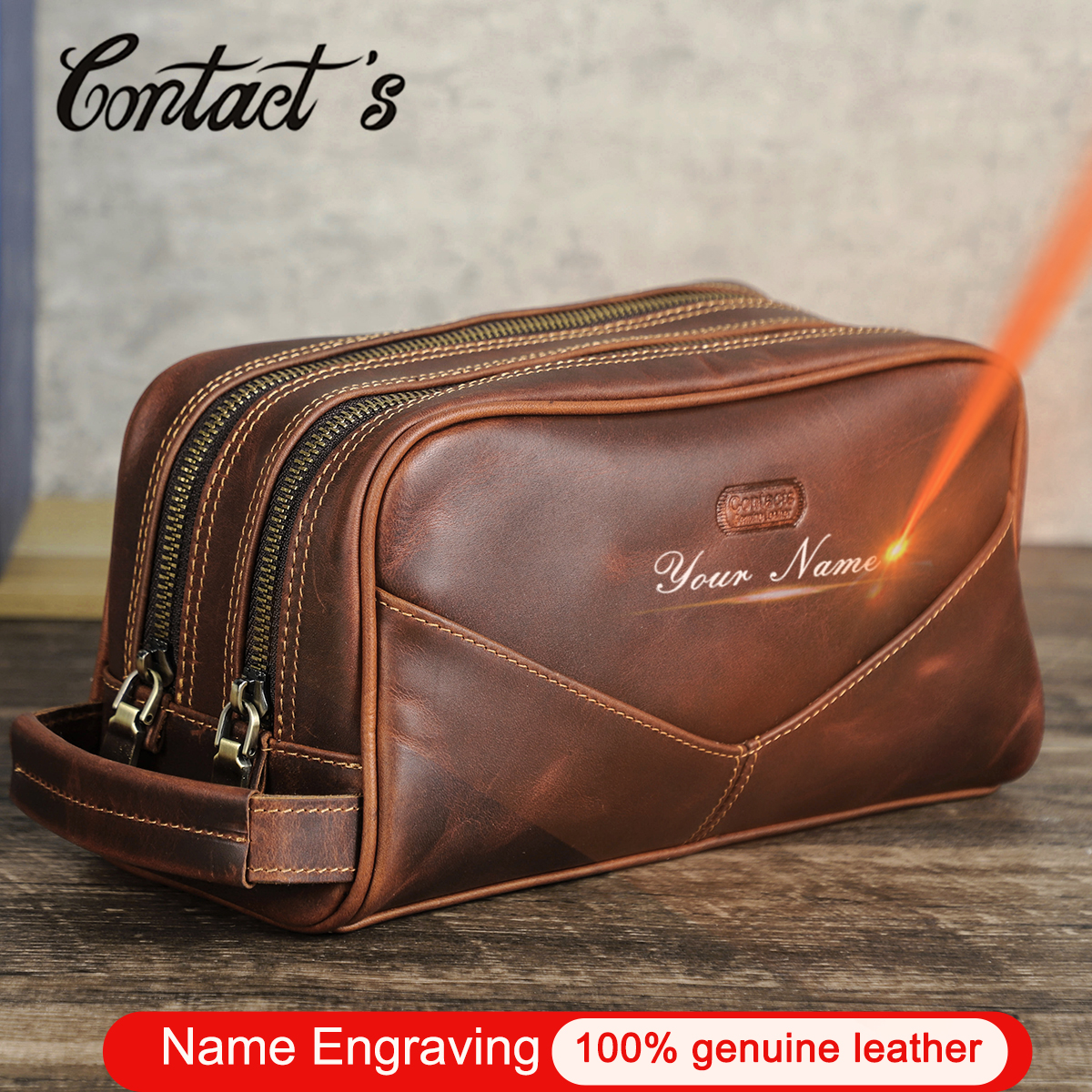 Luxury Skincare Containers - Crazy Horse Genuine Leather Travel Makeup